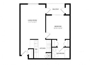 Bayview Apartment Homes Federal Way, Washington 1 Bedroom 1 Bath Floor Plan