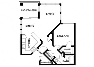 one bed one bath with patio and laundry