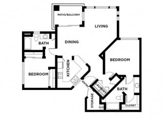 two bed two bath with balcony 1042 sqft