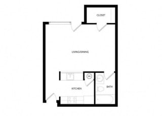 Bayview Apartment Homes Federal Way, Washington Studio Floor Plan