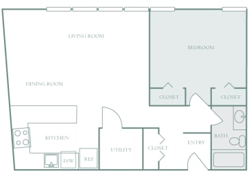 Harbor Hill Apartments floor plan A1 - 1 bed 1 bath - 2D