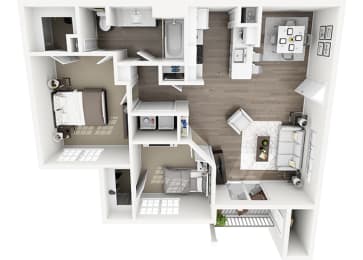 Lexington Farms B1 - 2 bed 1 bath - 3D