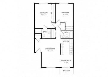  Floor Plan Two Bedroom (Shared Laundry)
