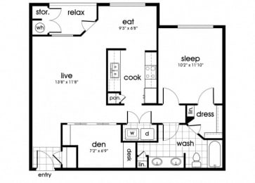 Floor Plan  A2 Floorplan for Parkway Senior Apartments in Pasadena TX