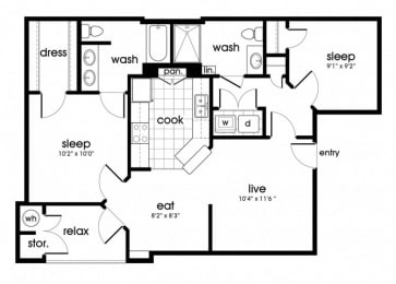 Floor Plan  B1 Floorplan for Parkway Senior Apartments in Pasadena TX
