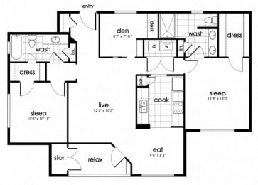 Floor Plan  B2 Floorplan for Parkway Senior Apartments in Pasadena TX