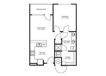 Floor Plan  A3 floorplan at the Douglas Apartments in Denver