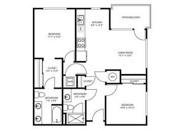 Floor Plan  B1 floorplan at The Douglas Apartments in Denver