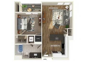 Floor Plan  One bedroom floor plan at The Braydon Apartments in Napa CA
