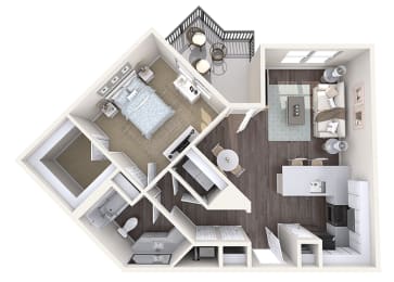 Hayes House - A10 - 1 bedroom and 1 bath - 3D