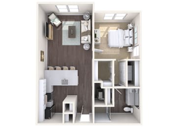 Hayes House - A4 - 1 bedroom and 1 bath - 3D