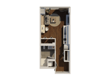 Studio 1 bathroom Style 4 Apartment Floor Plan at Eleven40, Chicago, Illinois