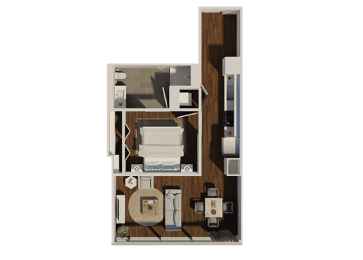 One Bedroom 1 bathroom Style A1 Apartment Floor Plan at Eleven40, Chicago, Illinois