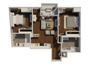 Two Bedroom 2 bathroom Style 1 Apartment Floor Plan at Eleven40, Chicago, IL, 60605