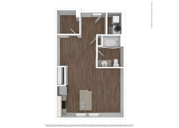 Studio Floor Plan at The Ivy at Berlin Place, South Bend, IN, 46601