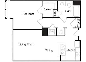 Floor Plan  A1 floor plan at Axis Admirals Hill Apartments in Chelsea MA