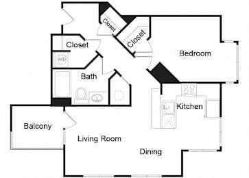 Floor Plan  A2 floor plan at Axis Admirals Hill Apartments in Chelsea MA