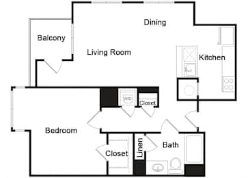 Floor Plan  A3 floor plan at Axis Admirals Hill Apartments in Chelsea MA