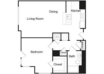 Floor Plan  A4 floor plan at Axis Admirals Hill Apartments in Chelsea MA