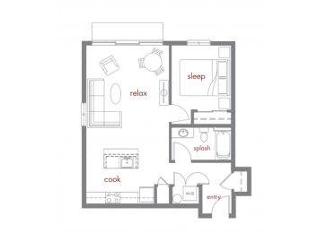 Bamboo Floor Plan at Tivalli Apartments, Lynnwood, WA