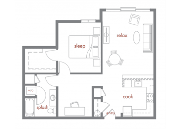Cedar Floor Plan at Tivalli Apartments, Lynnwood, Washington