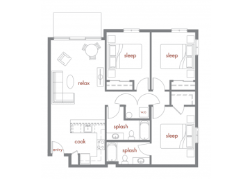 Tamarack Floor Plan at Tivalli Apartments, Lynnwood