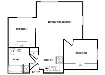 Floor Plan  B2 Floor Plan at Auburn Court Apartments in Auburn WA