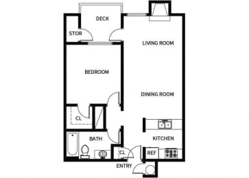 Floor Plan  A2 floor plan at Hilltop Commons Apartments in San Pablo, CA