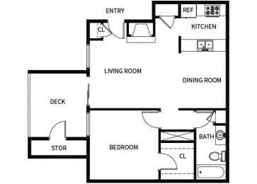 Floor Plan  A3 floor plan at Hilltop Commons Apartments in San Pablo, CA