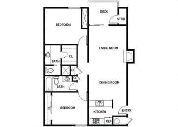 Floor Plan  B2 floor plan at Hilltop Commons Apartments in San Pablo, CA