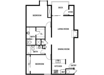 Floor Plan  B3 floor plan at Hilltop Commons Apartments in San Pablo, CA