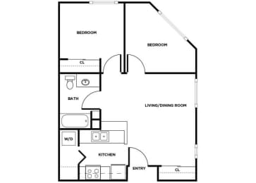 Floor Plan  One bedroom one bathroom floor plan image at Cedar Park in Seattle WA