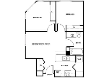 Floor Plan  Two bedroom floor plan image at Cedar Park in Seattle WA