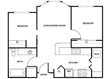 Floor Plan  Two bedroom floor plan image at Cedar Park in Seattle WA