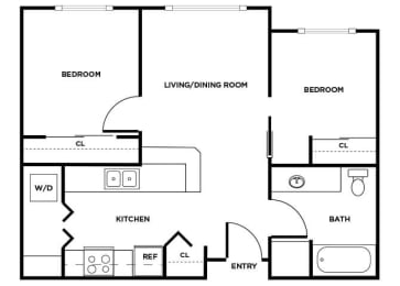 Floor Plan  Two bedroom floor plan image at Cedar Park in Seattle WA