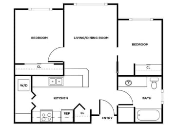 Floor Plan  Two bedroom floor plan image at Cedar Park in Seattle WA