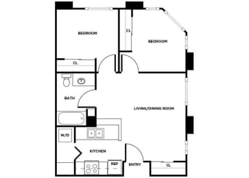 Floor Plan  Two bedroom floor plan image at Cedar Park in Seattle WA