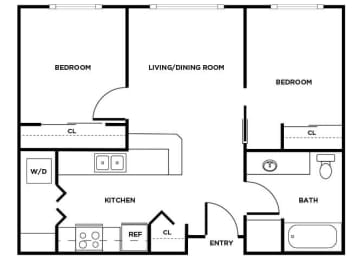Floor Plan  Two bedroom floor plan image at Cedar Park in Seattle WA