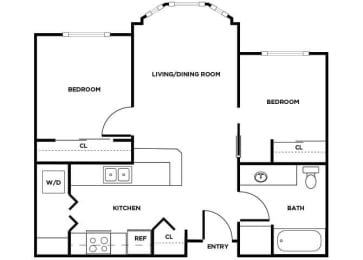Floor Plan  Two bedroom floor plan image at Cedar Park in Seattle WA
