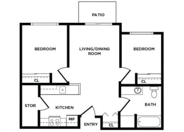 Floor Plan  B1 at Lakewood Meadows Apartments in Lakewood WA