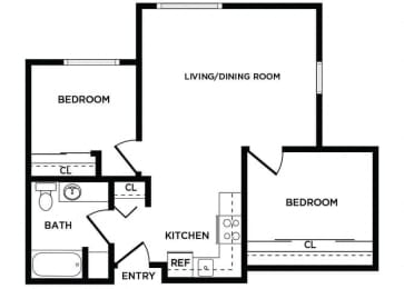 Floor Plan  B2 at Lakewood Meadows Apartments in Lakewood WA