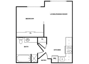 Floor Plan  A1 floor plan at Meridian Court Apartments in Federal Way WA