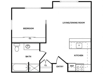 Floor Plan  A6 floor plan at Meridian Court Apartments in Federal Way WA