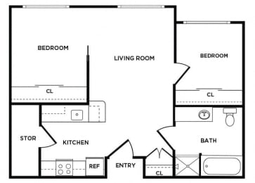 Floor Plan  B1 floor plan at Meridian Court Apartments in Federal Way WA