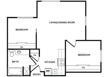Floor Plan  B2 floor plan at Meridian Court Apartments in Federal Way WA