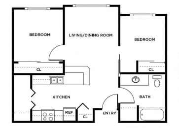 Floor Plan  B2 floor plan at Washington Terrace in Seattle WA