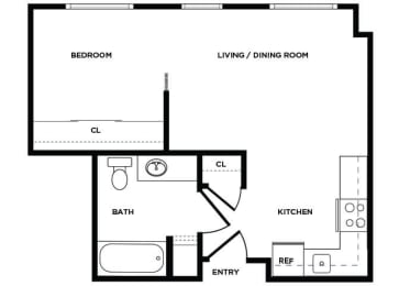 Floor Plan  A2 floor plan at Boardwalk Apartments