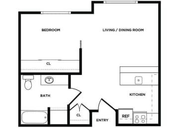 Floor Plan  A5 floor plan at Boardwalk Apartments