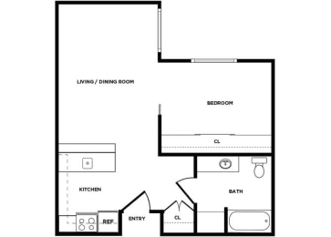 Floor Plan  A6 floor plan at Boardwalk Apartments