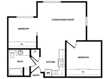 Floor Plan  B4 floor plan at Boardwalk Apartments